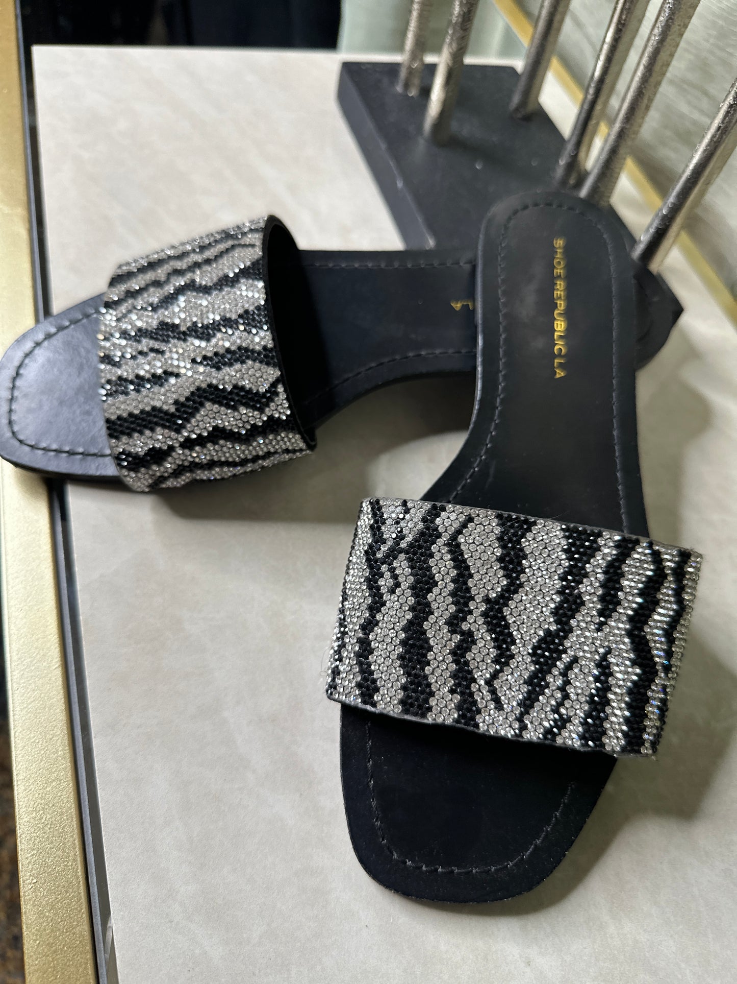 NEW Zebra Diamond Sandals