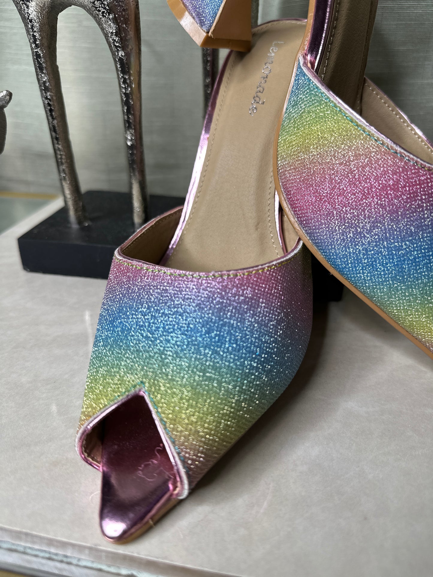 NEW Rainbow 70's Peep Toe Shoes