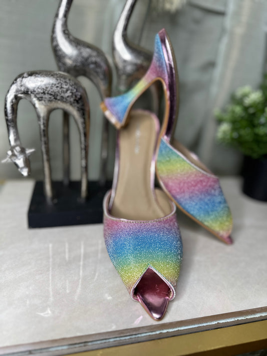 NEW Rainbow 70's Peep Toe Shoes
