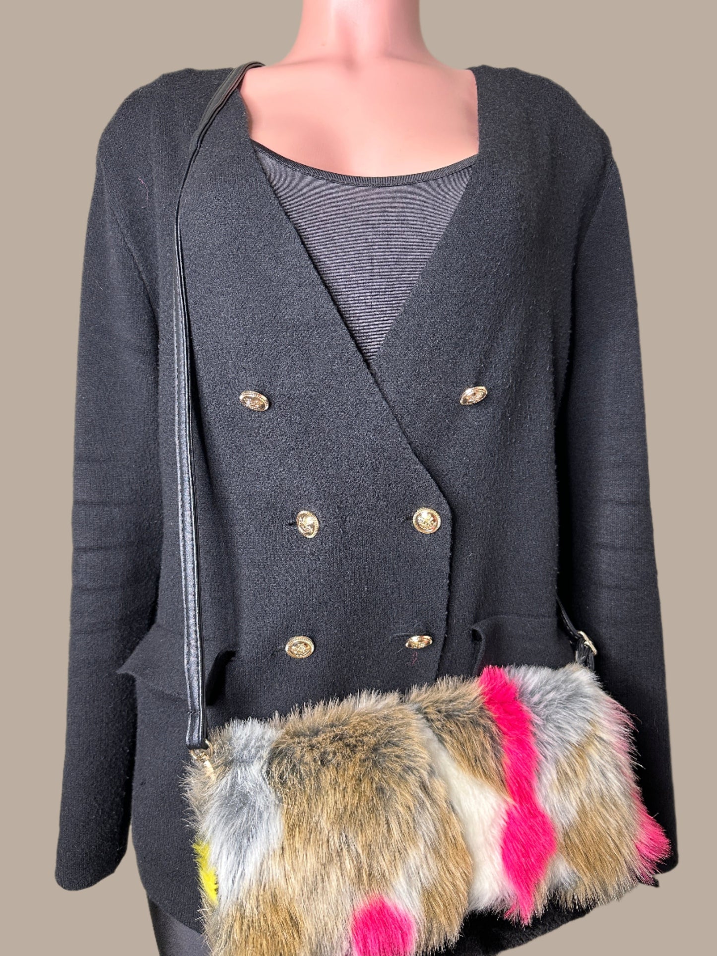 NEW Multi Color Faux Fur Clutch